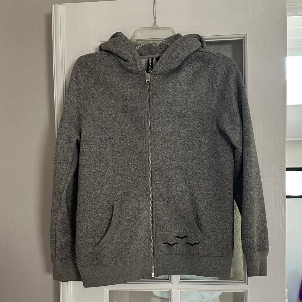 Lazy pants kids Gray Zip-Up Hoodie with Bird Design on pocket